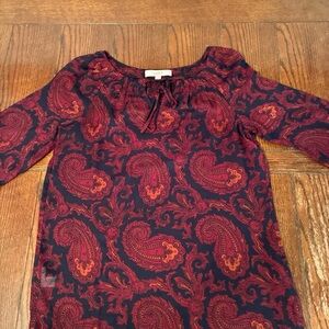 Ann Taylor Loft Blouse Women’s Small Paisley 3/4 Sleeve Top